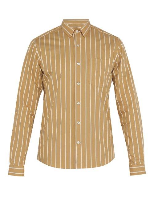 Matchesfashion.com Ami - Oversized Striped Cotton Poplin Shirt - Mens - Light Brown