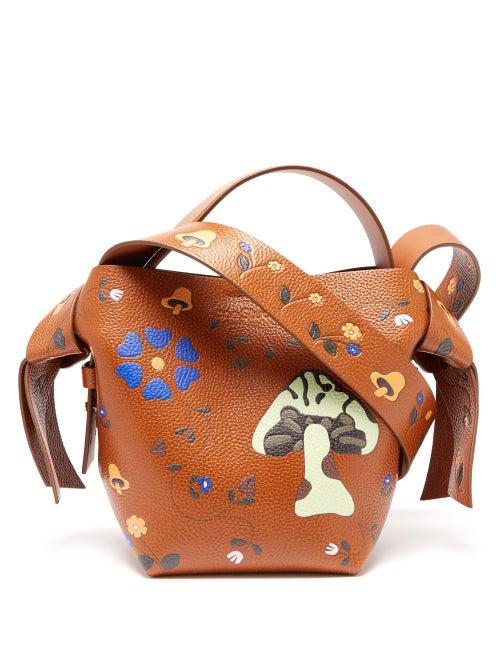 Acne Studios - Mushroom-print Grained-leather Cross-body Bag - Womens - Tan Multi