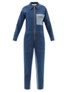 See By Chlo - Striped Denim Jumpsuit - Womens - Mid Denim