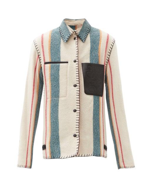 Matchesfashion.com Loewe - Anagram-pocket Striped Wool-twill Jacket - Womens - Multi