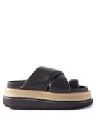 Sacai - Stacked-sole Crossover-strap Leather Sandals - Womens - Black