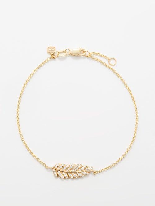 Sydney Evan - Feather Diamond & 14kt Gold Bracelet - Womens - Gold
