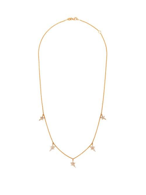 Matchesfashion.com Diane Kordas - 18kt Rose Gold & Diamond Star Necklace - Womens - Gold