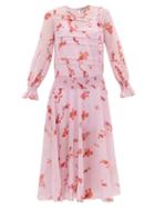 Matchesfashion.com Preen Line - Gilda Shirred Floral Print Crepe Dress - Womens - Pink Multi