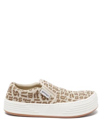 Palm Angels - Snow Logo-jacquard Canvas Slip-on Trainers - Mens - Brown Multi