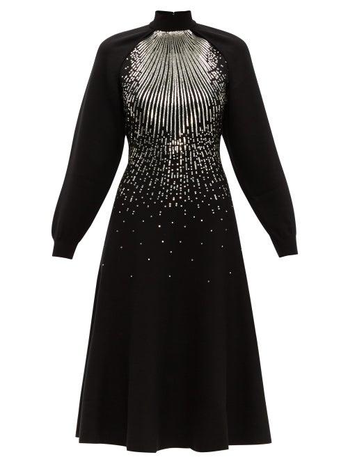 Matchesfashion.com Givenchy - Sequin Embellished Wool Blend Midi Dress - Womens - Black Multi