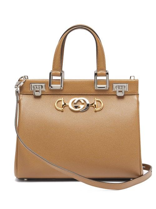 Matchesfashion.com Gucci - Zumi Small Top-handle Grained-leather Bag - Womens - Beige