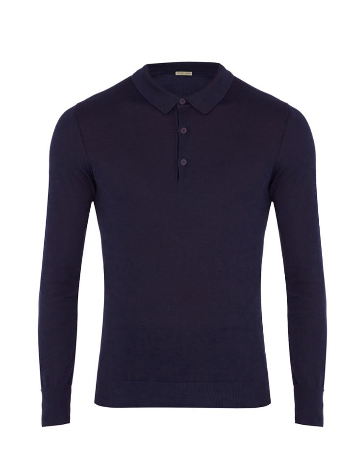 Bottega Veneta Long-sleeved Cotton-blend Polo Shirt