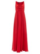 Giambattista Valli - Cutout Bodice Pleated-cady Gown - Womens - Red