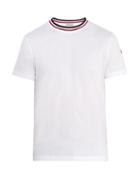 Matchesfashion.com Moncler - Contrast Neck Cotton Jersey T Shirt - Mens - White