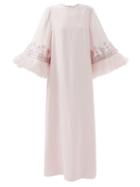Andrew Gn - Crystal-embellished Feather-trim Crepe Gown - Womens - Light Pink