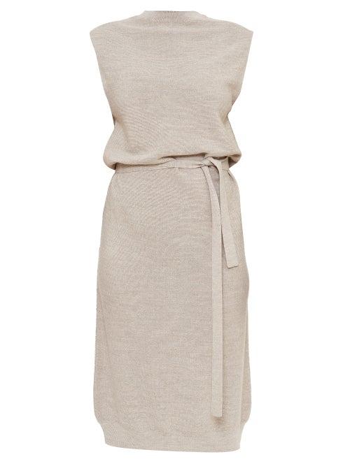 Lemaire - Tie-waist Sleeveless Dress - Womens - Light Grey
