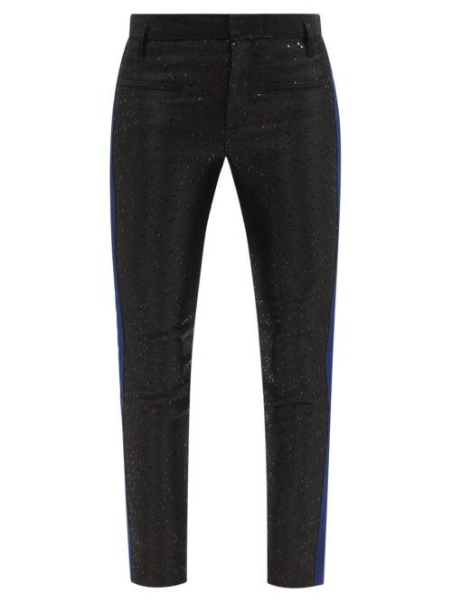 Matchesfashion.com Haider Ackermann - Erysium Satin And Leather Slim-leg Trousers - Womens - Black