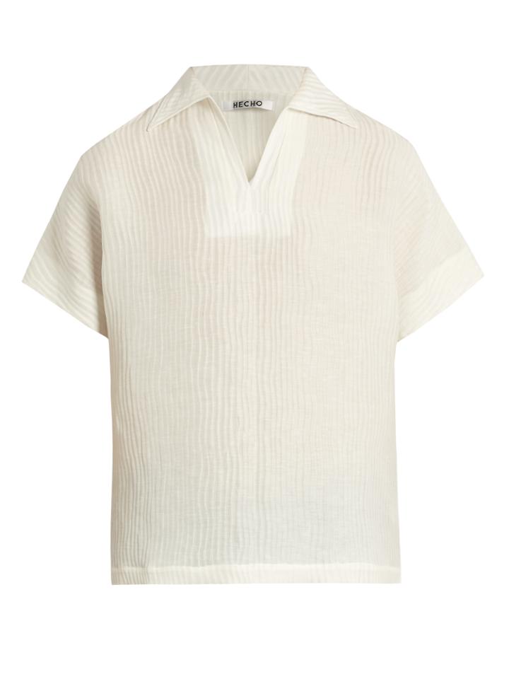 Hecho Ribbed Silk And Linen-blend Tunic Top