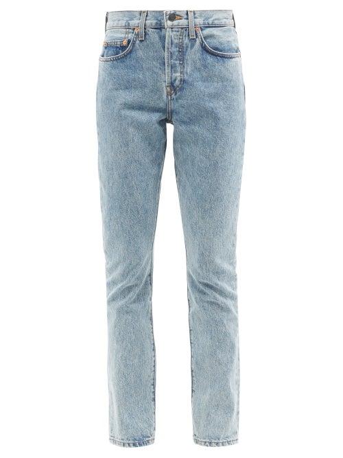 Ladies Rtw Wardrobe. Nyc - Stone-washed Tapered-leg Jeans - Womens - Light Denim