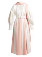 Matchesfashion.com Emilia Wickstead - Farell Bi Colour Wool Crepe Dress - Womens - Light Pink