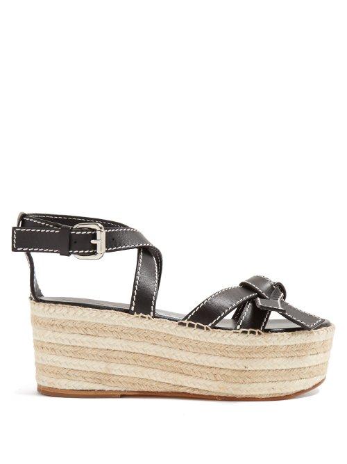 Matchesfashion.com Loewe - Gate Knotted Wedge Sandals - Womens - Black