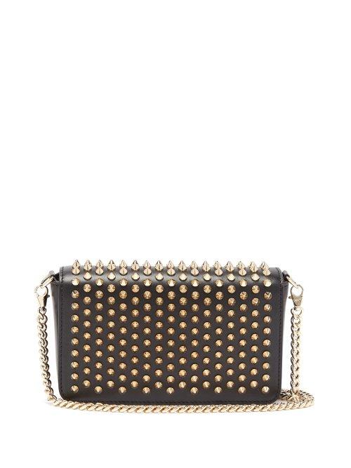 Matchesfashion.com Christian Louboutin - Zoomi Studded Leather Clutch - Womens - Black Gold