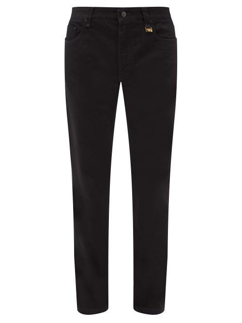 Fendi - Logo-plaque Slim-leg Denim Jeans - Mens - Black