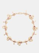Marie Lichtenberg - Mushroom Sapphire, Enamel & 14kt Gold Necklace - Womens - Gold Multi
