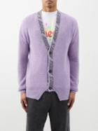 Aries - Logo-jacquard Waffle-knit Cardigan - Mens - Lilac