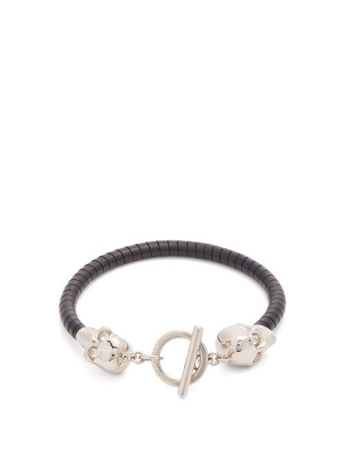 Matchesfashion.com Alexander Mcqueen - Skull Leather Bracelet - Mens - Black