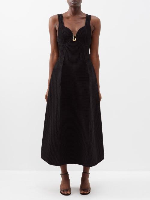 Aje - Sylvette Ribbed-knit Midi Dress - Womens - Black
