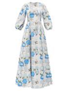 Bernadette - Maddie Floral-print Taffeta Maxi Dress - Womens - Blue White