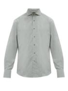 Matchesfashion.com Brunello Cucinelli - Cutaway Collar Cotton Chambray Shirt - Mens - Grey
