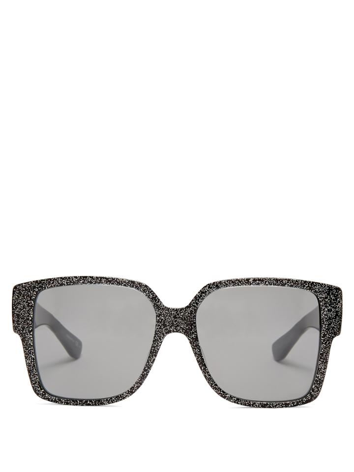 Saint Laurent Rectangle-frame Glitter-acetate Sunglasses