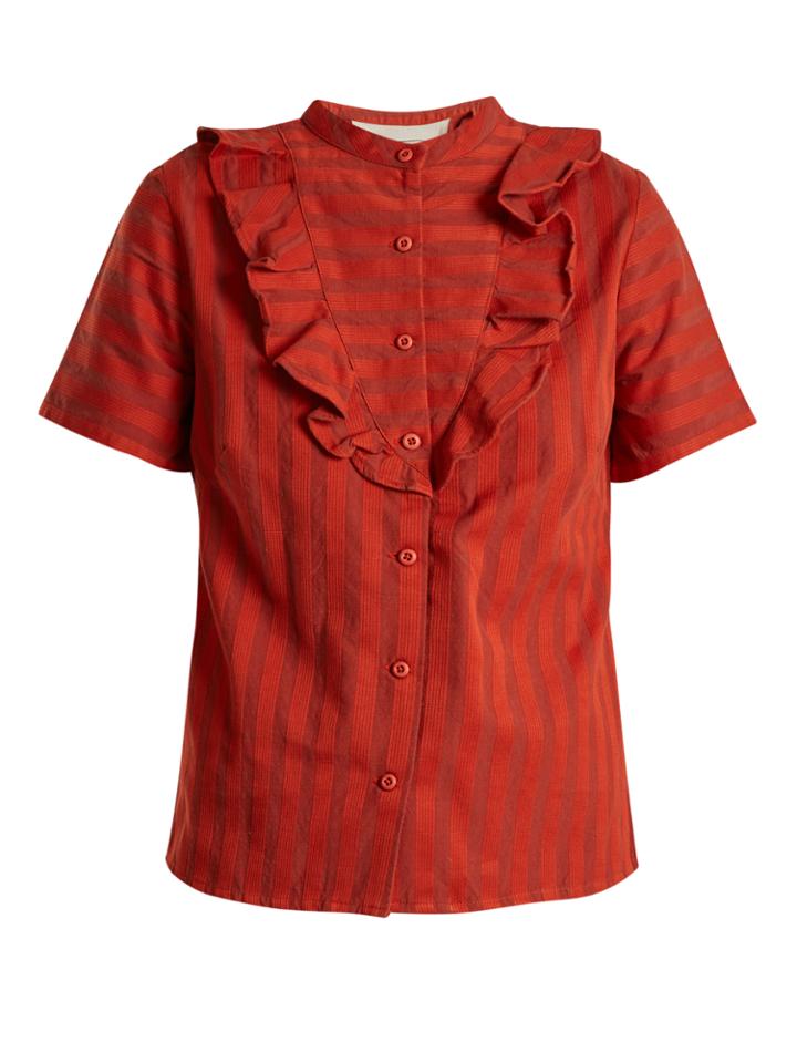 Ace & Jig Fiona Ruffle-trimmed Striped-cotton Blouse