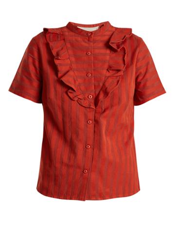 Ace & Jig Fiona Ruffle-trimmed Striped-cotton Blouse