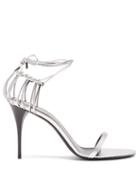 Matchesfashion.com Saint Laurent - Lexi Wraparound Cage-heel Leather Sandals - Womens - Silver