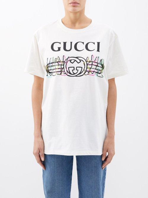 Gucci - Gg-print Cotton-jersey T-shirt - Womens - White Multi