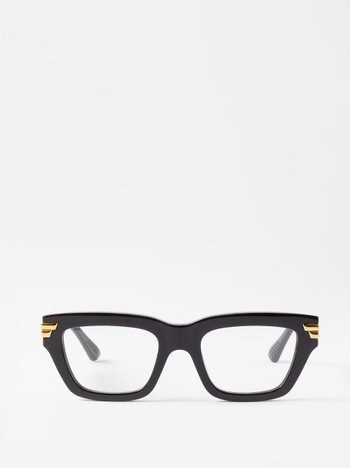 Bottega Veneta Eyewear - Square Acetate Glasses - Womens - Black Clear
