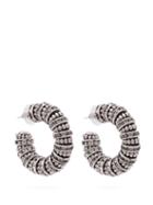 Matchesfashion.com Saint Laurent - Crystal And Bead Embellished Chunky Hoop Earrings - Womens - Silver