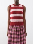 Molly Goddard - Rose Striped Lambswool Sweater Vest - Womens - Pink Burgundy