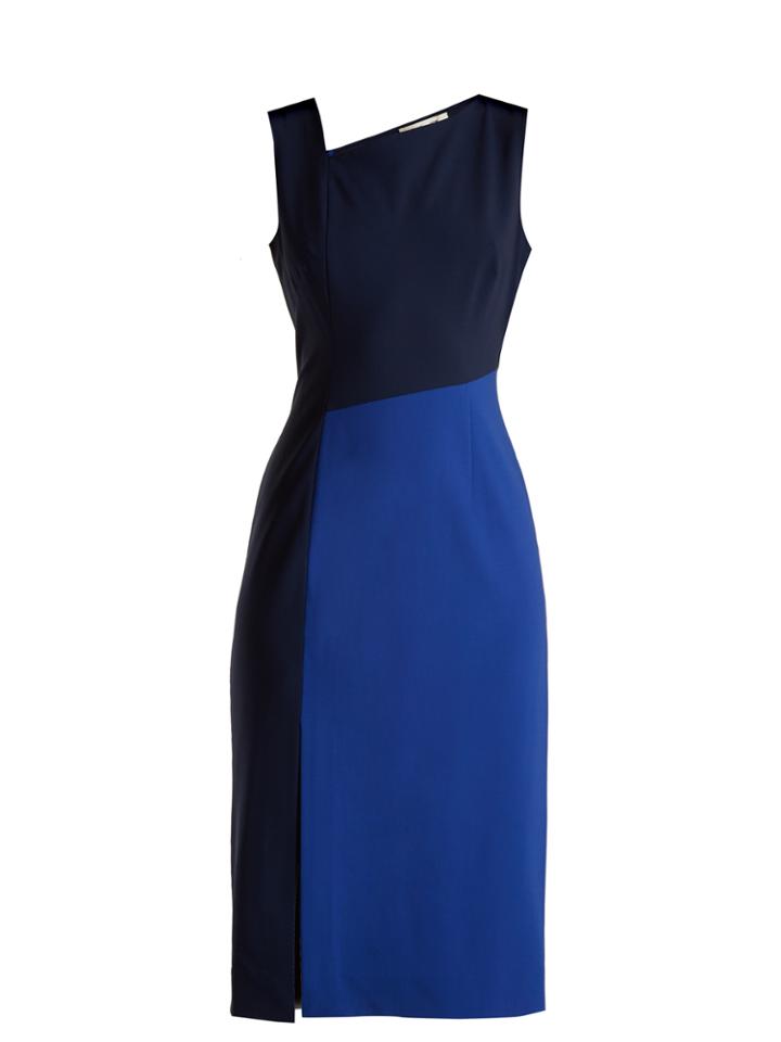 Diane Von Furstenberg Asymmetric-panelled Wool-blend Dress
