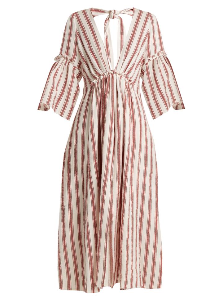 Three Graces London Georgianna Striped Linen Dress