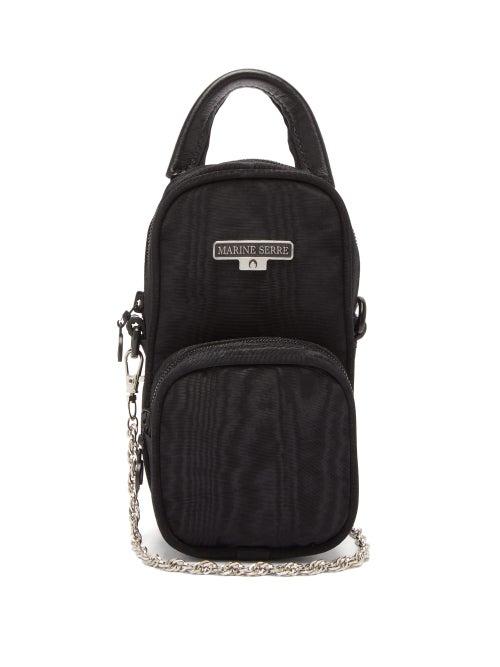 Matchesfashion.com Marine Serre - Logo-plaque Moir-leather Cross-body Bag - Womens - Black