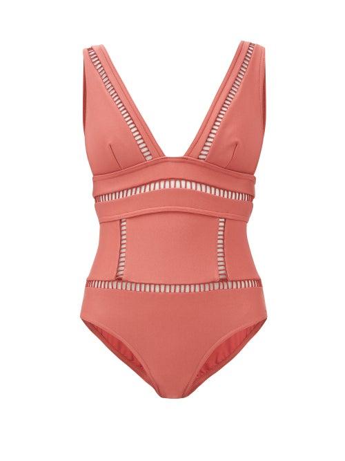 Matchesfashion.com Zimmermann - Bonita Ladder Cutout Swimsuit - Womens - Dark Red