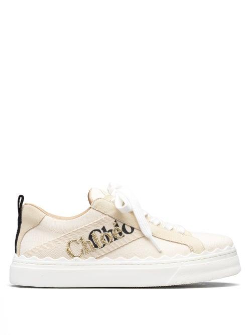 Matchesfashion.com Chlo - Lauren Logo-embroidered Canvas Trainers - Womens - White