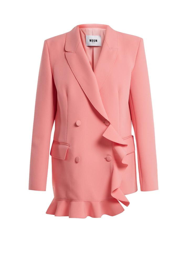 Msgm Ruffle-trimmed Double-breasted Crepe Jacket