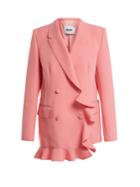 Msgm Ruffle-trimmed Double-breasted Crepe Jacket