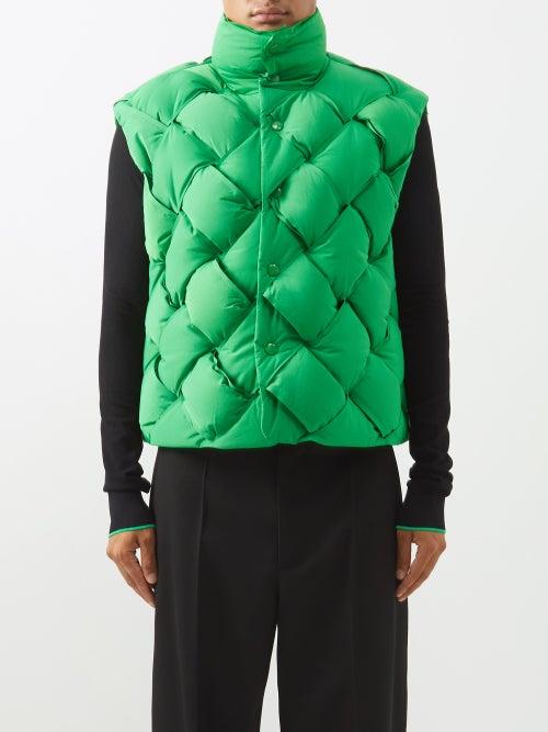 Bottega Veneta - Intrecciato-woven Technical Down Gilet - Mens - Green