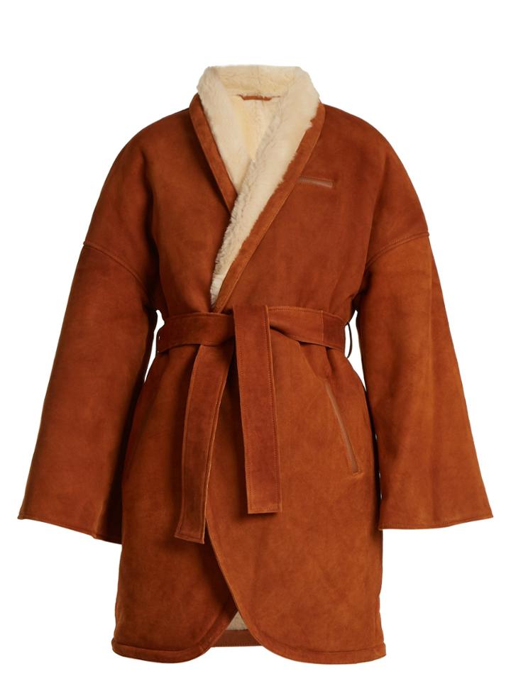 Osman Simona Contrast-lapel Shearling Wrap Coat