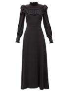 Matchesfashion.com The Vampire's Wife - The Firefly Gathered Puckered Silk-satin Dress - Womens - Black