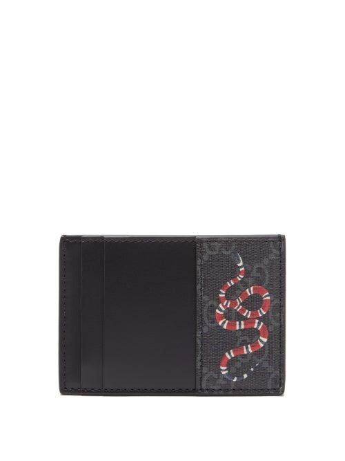 Matchesfashion.com Gucci - Gg Supreme Snake-print Cardholder - Mens - Black
