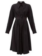 Matchesfashion.com Palmer//harding - Escen Waffle-check Stretch-cotton Midi Dress - Womens - Black