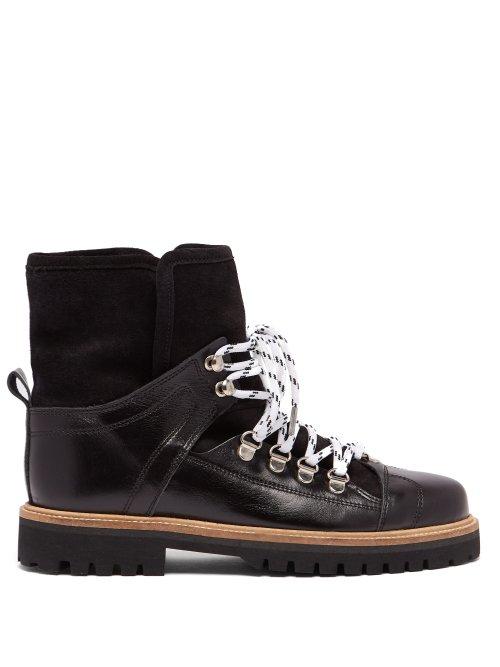 Matchesfashion.com Ganni - Edna Shearling Lined Leather Boots - Womens - Black